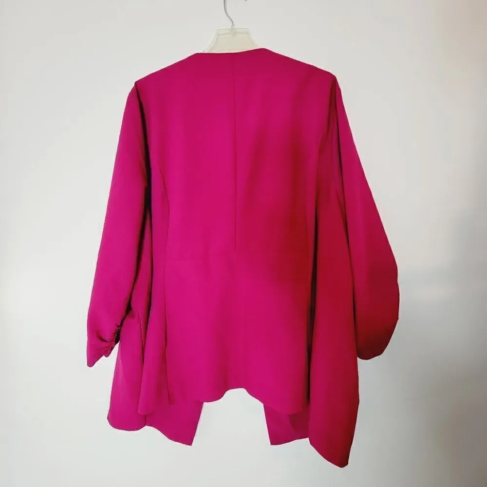 Torrid Velvet Rose Ponte Ruched Sleeve Blazer Pink Size 6 NWT